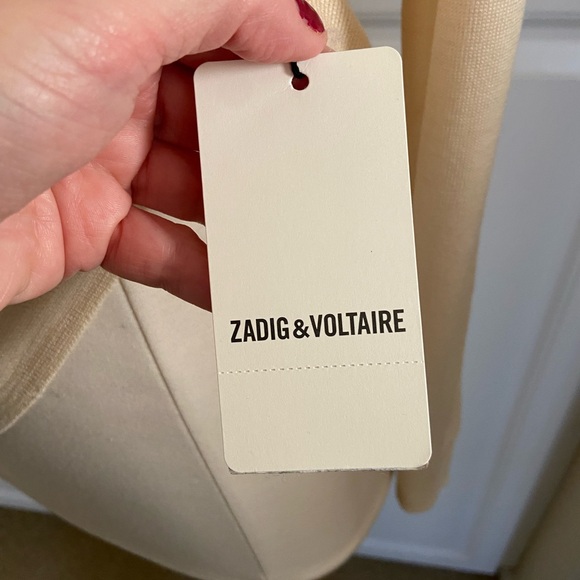 New! Zadig & Voltaire Crewneck Intarsia Heart Long sleeve sweater Ecru Med. $368 - Picture 7 of 13